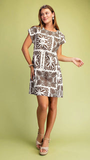 Batik Block Print Scallop Edge Dress