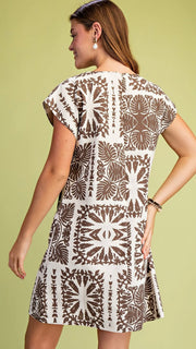 Batik Block Print Scallop Edge Dress