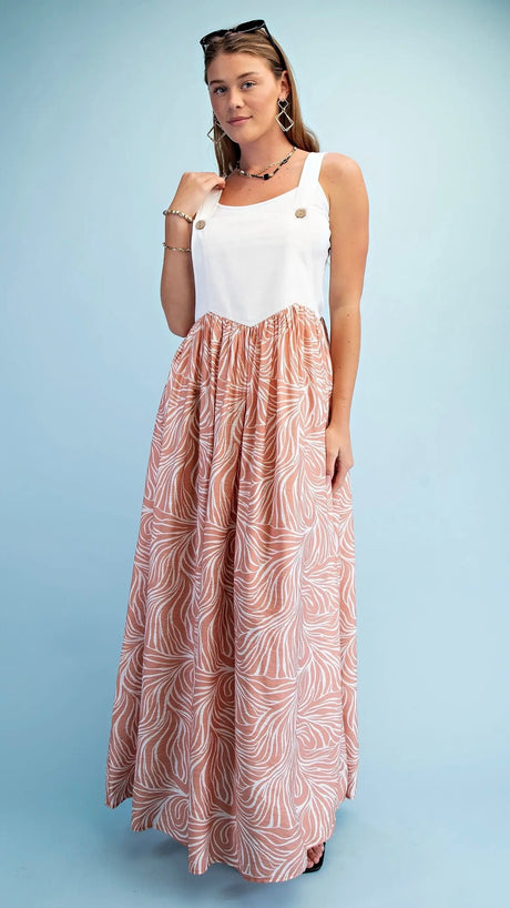 Patterned Skirt Overall Jumper Dress