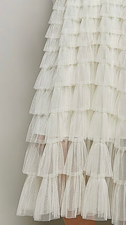 Crochet Bodice Multi-Ruffle Dress