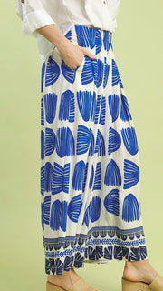 Tropical Border Pleat Front Wide Leg Pants
