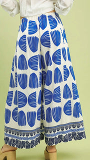 Tropical Border Pleat Front Wide Leg Pants