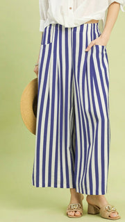 Bold Stripe Wide Leg Pants w/Pkts