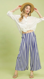 Bold Stripe Wide Leg Pants w/Pkts