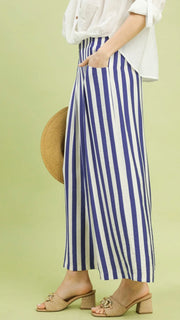 Bold Stripe Wide Leg Pants w/Pkts