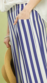 Bold Stripe Wide Leg Pants w/Pkts