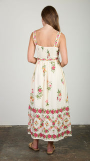 Floral Border Print Midi Dress