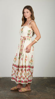 Floral Border Print Midi Dress