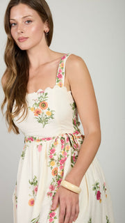 Floral Border Print Midi Dress