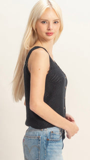 Pointelle Scallop Edge Sweater Tank Top