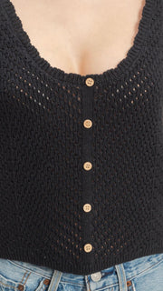 Pointelle Scallop Edge Sweater Tank Top