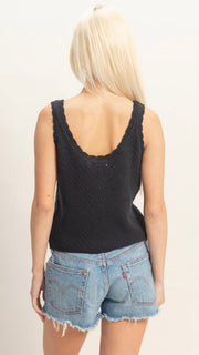 Pointelle Scallop Edge Sweater Tank Top