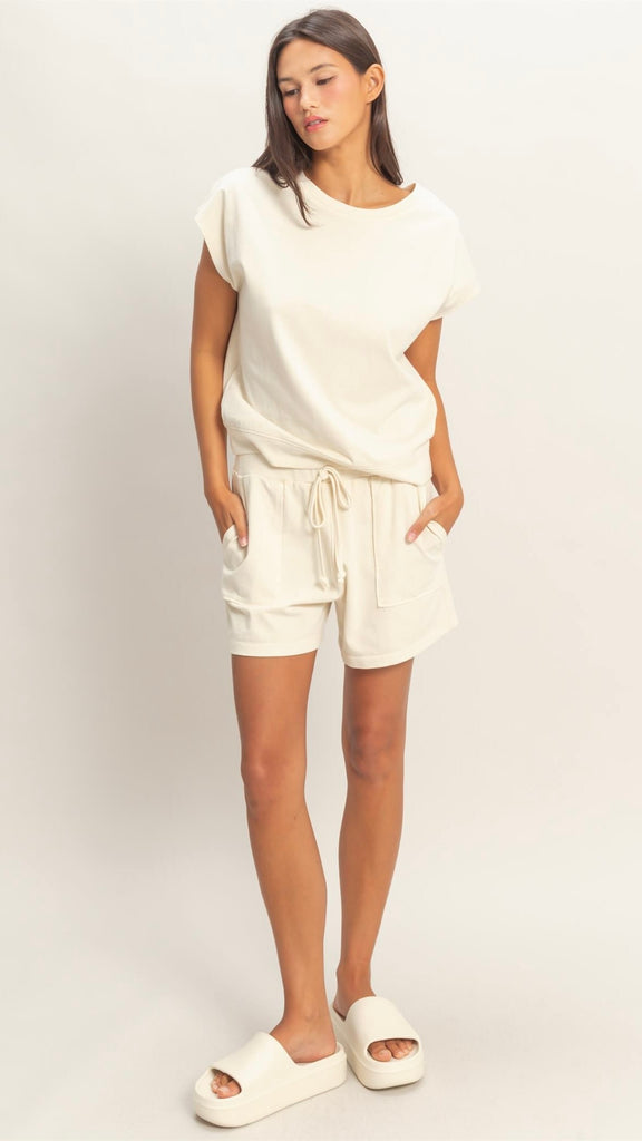 100% Cotton Knit Patch Pkt Shorts