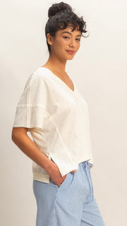 Slouch Raw Seam V-Neck Tee Shirt