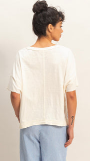 Slouch Raw Seam V-Neck Tee Shirt