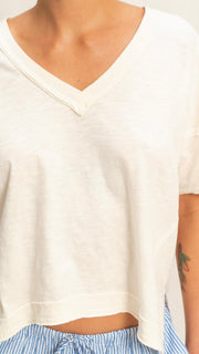 Slouch Raw Seam V-Neck Tee Shirt