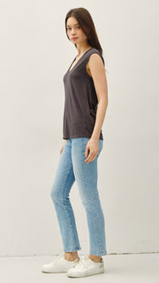 Washed Scoop Neck Sleeveless Top