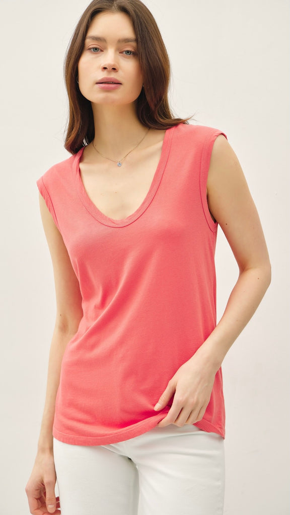 Washed Scoop Neck Sleeveless Top