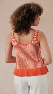 Scallop Trim Peplum Sweater Tank Top