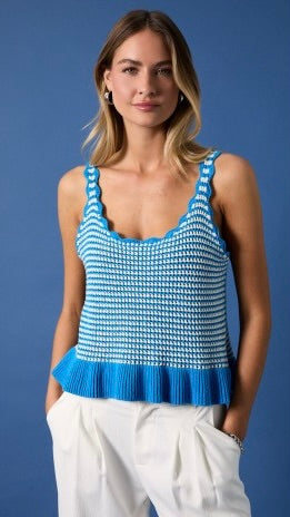 Scallop Trim Peplum Sweater Tank Top
