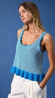 Scallop Trim Peplum Sweater Tank Top