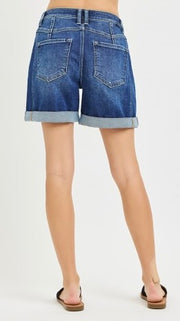 Roll Cuff Seamed Long Shorts