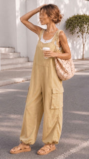 Cargo Pocket Cotton/Linen Jumpsuit