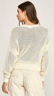 Open Weave Summer Henley Sweater