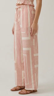 Square Lines Cotton Poplin Pants