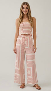 Square Lines Cotton Poplin Pants