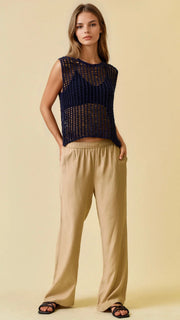 Open Weave Sleeveless Sweater Top