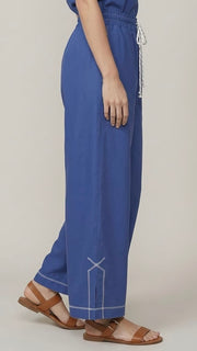 Contrast Stitch Split Hem Wide Leg Pants