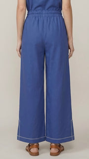 Contrast Stitch Split Hem Wide Leg Pants