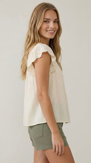 Embroidered Eyelet Trim Top