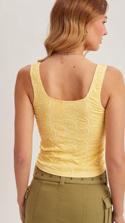 Textured Lemon Dbl Scoop Tank Top