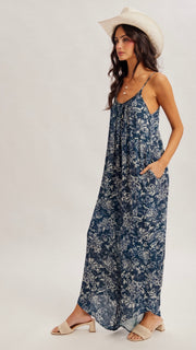 Beaded Trim Floral Cami Jumpsuit