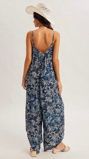 Beaded Trim Floral Cami Jumpsuit