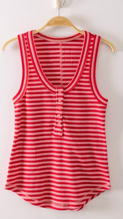 Waffle Stripe Henley Tank Top