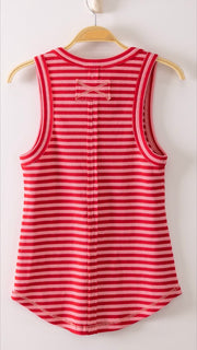 Waffle Stripe Henley Tank Top