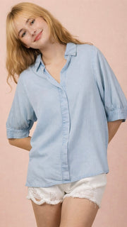 Washed Tencel Pinstripe Top
