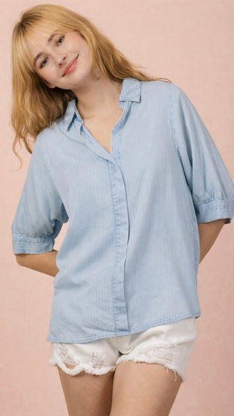 Washed Tencel Pinstripe Top
