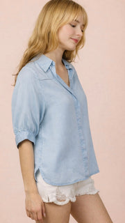 Washed Tencel Pinstripe Top