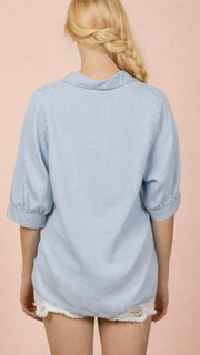 Washed Tencel Pinstripe Top