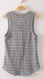 Waffle Stripe Henley Tank Top