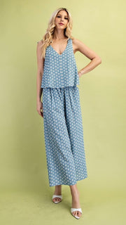 Lt Denim Embroidered Illusion Jumpsuit