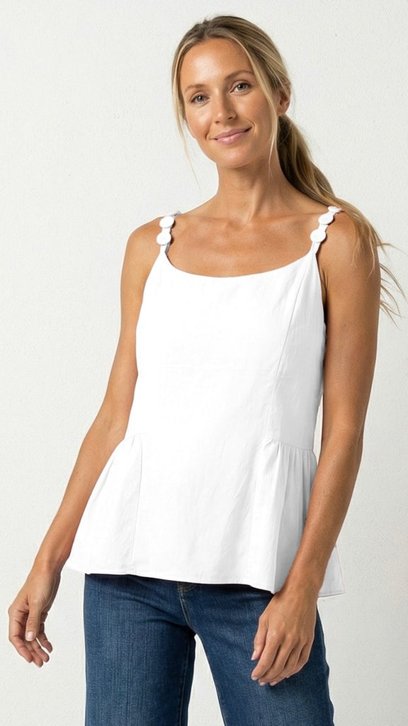 Covered Button Cami Strap Tank Top