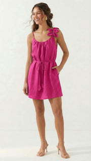 Flower Shoulder Linen Blend Dress