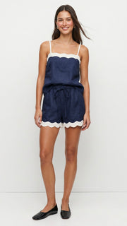 Scallop Trim Linen Blend Tank Top