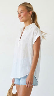 Semi-Sheer Henley Style Top