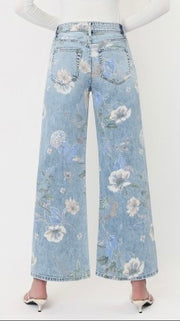 Floral Print Wide Leg Jeans